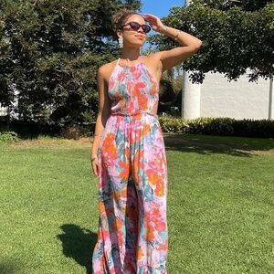 12th Tribe Ginny Multicolor Floral Jumpsuit Size MM